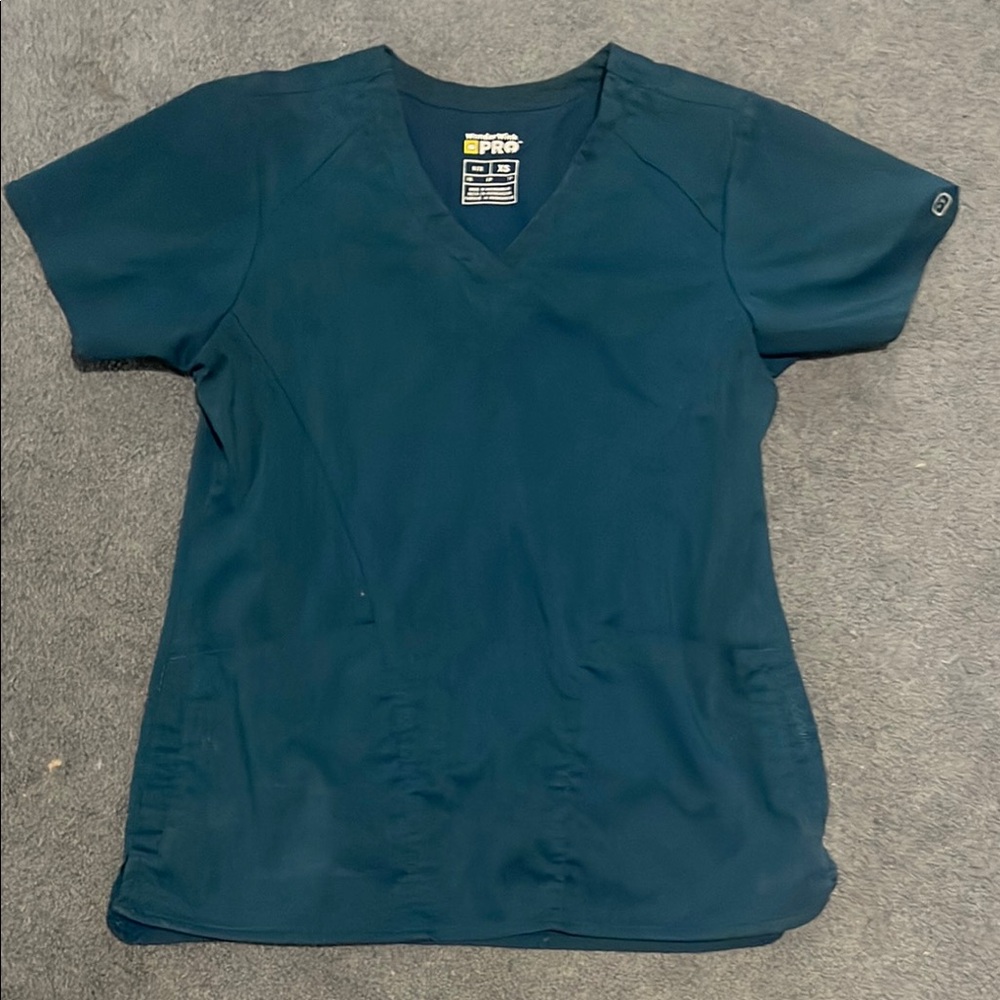 WonderWink Blue Short Sleeve Tee V-Neck